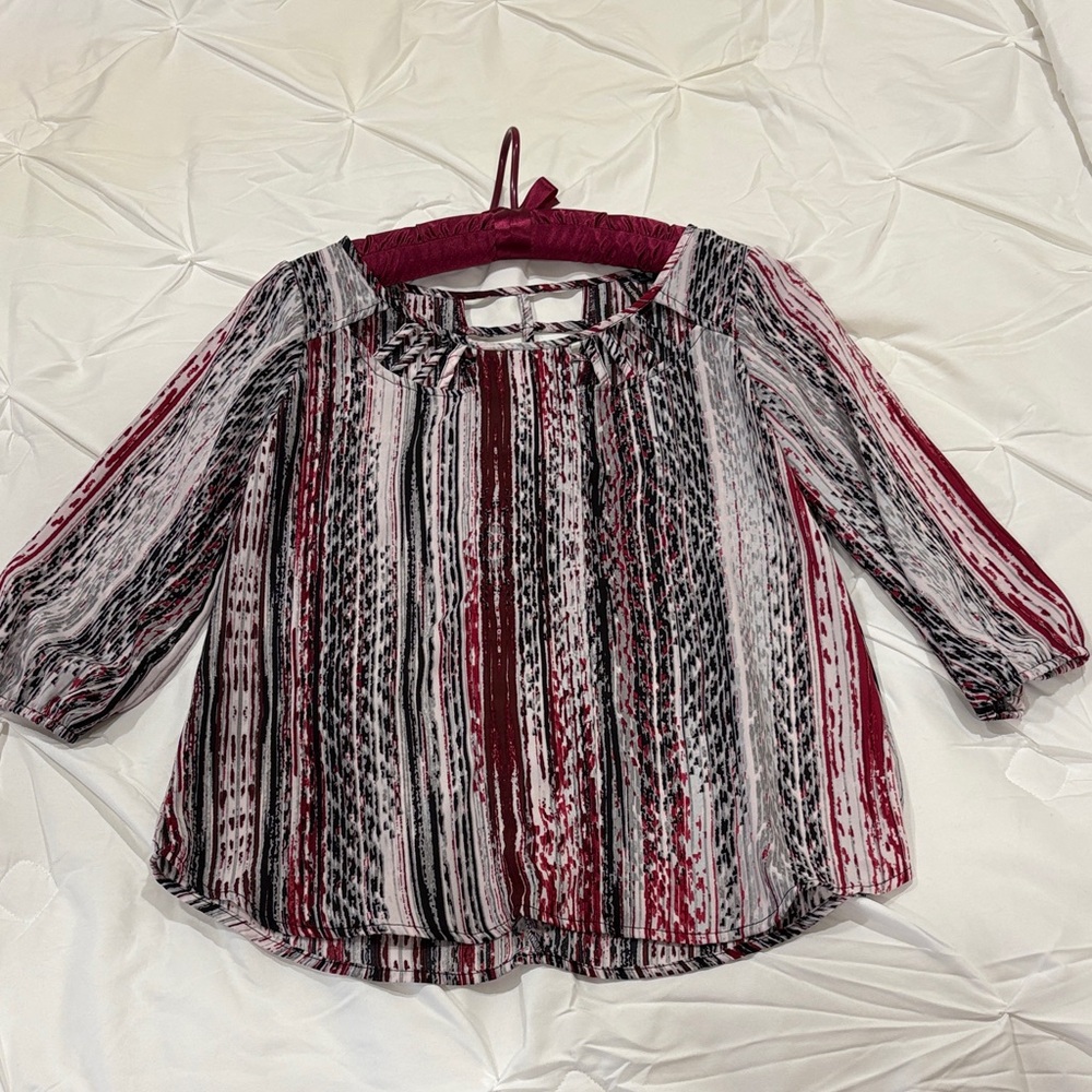 HeartSoul Women's Striped Blouse - Red, Black, and White